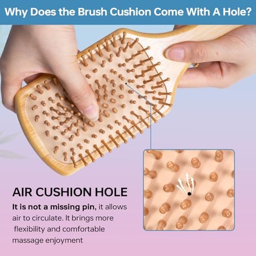 Bamboo Paddle Hair Brush for Women, Detangling & Scalp Massage - Image 2