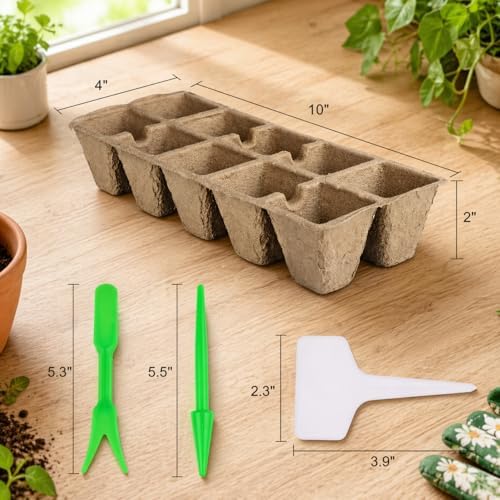 20 Pack Seed Starter Trays 10 Cell Plant Germination Tray, Seedling Starter Kit with Labels and Tools, Garden Propagation Trays for Indoor Outdoor Plants, Vegetables Flowers Herbs - Image 2