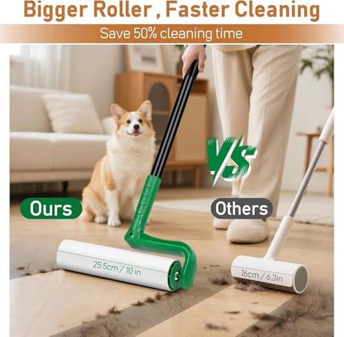 VOUBIEN 10" Large Lint Roller for Pet Hair,Giant Roller for Floor,Carpets - Image 2