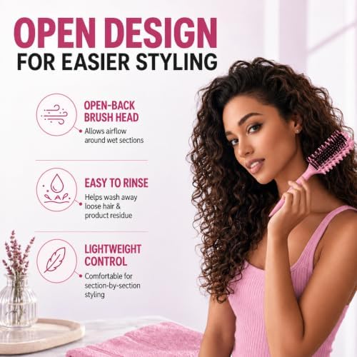 Curly Hair Brush Candybrush Curl Defining Brush for Detangling Shaping and Defining Curls for Women, Men, Wet & Dry Hair (Pink) - Image 6
