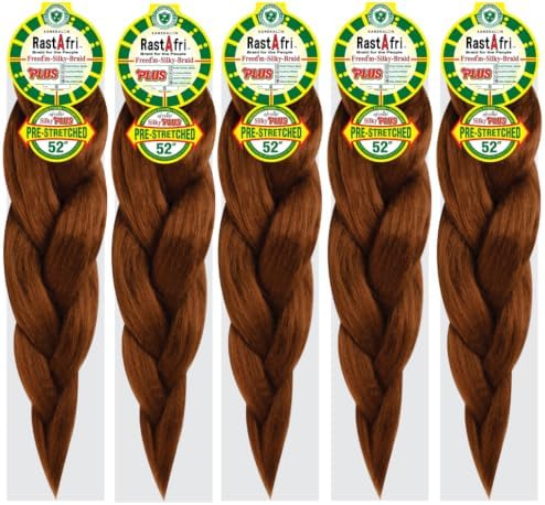 Rast A fri Freed'm Silky Braid 52 Inch Pre-Stretched Braiding Hair | 100% Afrelle Modacrylic Fiber from Kanekalon | Soft Lightweight Hair for Box Braids & Twists, #30 Light Auburn - 5 Pack by Rast+A+Fri
