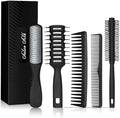 SalonSilk Hair Brush for Men, 5PCS Men Hair Brush & Styling Comb Set, Professional Barber Tools for All Hair Types, Perfect for Styling, Grooming, and Detangling by SalonSilk