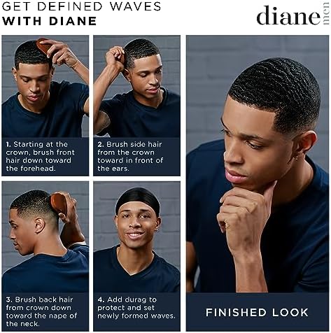Diane 100% Premium Boar Bristle Military Wave Brush for Men, Medium Firm - Image 4