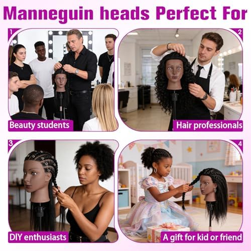 22'' Real Hair Mannequin Head for Braiding 100% Hair Mannequin Cosmetology - Image 6