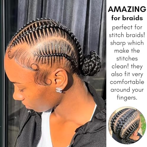 Hair Parting & Sectioning Ring - Stainless Steel Finger Braiding Hair Pick Tools Quick Installation of Human Hair Extensions Hair Styling Tools (Pink) - Image 4