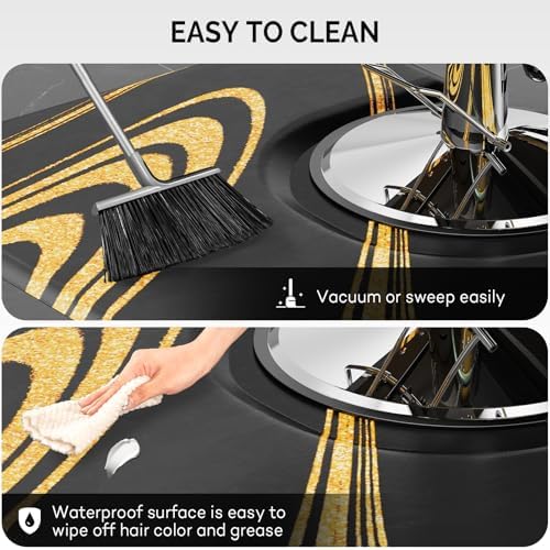 OmySalon Salon Mat for Hair Stylist 4’x5’ Anti Fatigue Barber Floor Mat with Round Base, Salon Chair Mat for Hairdresser Standing, Barbershop Beauty Spa Styling Shampoo Equipment - Image 5