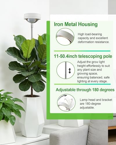 Plant Grow Light, LED Growing Light Full Spectrum for Indoor Plants,White Magnifying Glass Plant Lights,Height Adjustable, Automatic Timer, 5V Low Safe Voltage,Idea for Large - Image 3