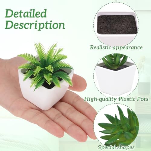 Woration 6pcs Realistic Fake Succulents Plants Potted Decoration Small Artificial Succulent Faux Greenery Model Set for Wedding Holiday Shelves Bathroom Indoor Decor - Image 4