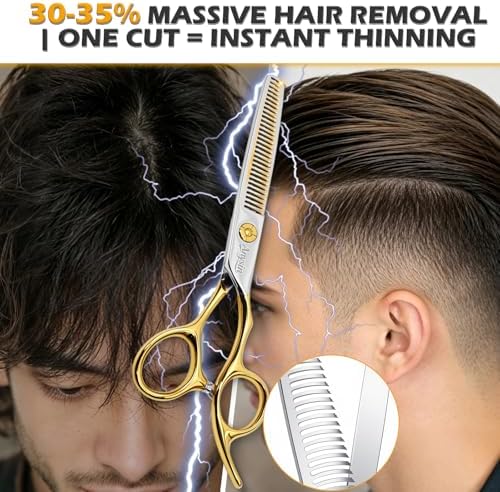 Professional Hair Thinning Scissors, Texturizing Shears with Razor Sharp Teeth Blades, Premium Stainless Steel for Salon Quality, Men Women Barber Hairdressing & Gift Box - Image 3