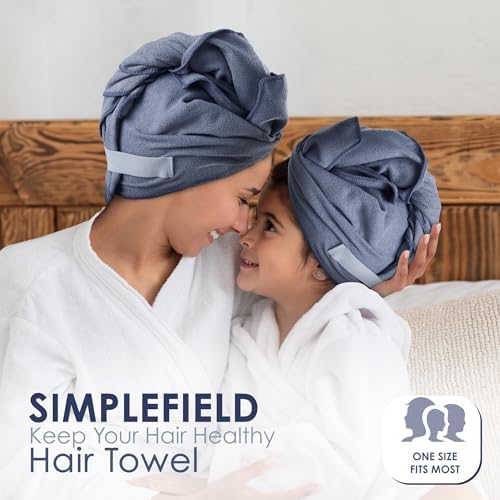 SimpleField Large Microfiber Hair Towel Wrap (27x40 Inches) for Women, Anti-Frizz Flat Rectangle Drying Towel with Full Hair Coverage Design, Elastic Band for Long, Curly and Thick Hair (Bright White) - Image 5
