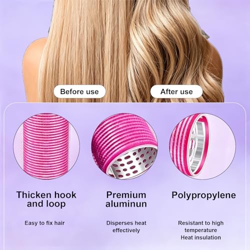 8 Pcs 2 Inch Jumbo Thermal Hair Rollers, Aluminum Self Grip Curlers - Image 2