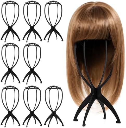 Tecbeauty 9 Pcs Wig Stand, Portable Wig Holder Wig Head Stand for Women Multiple Wigs (Black) by Tecbeauty