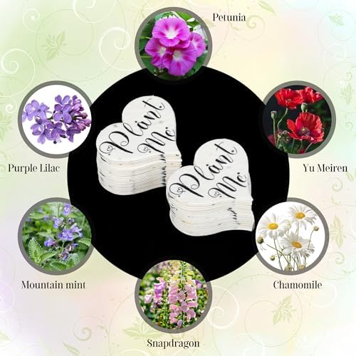 Heart Shaped Plantable Seed Paper, 50 Pieces, Wildflower Party Favors for Weddings, Showers, Birthdays, Memorials Garden Gifts - Image 2