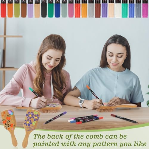 16PCS DIY Bamboo Hair Brush Painting Kit Bulk with 12 Pens for Decor Square - Image 6