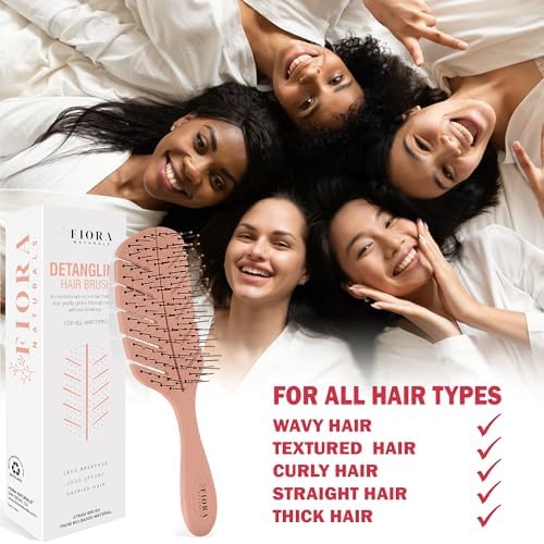 Fiora Naturals Detangler Brush for Wet and Dry Hair, Soft Detangling Brush - Image 6
