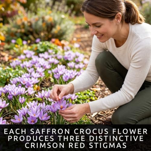10 Saffron Crocus Bulbs | Fall Blooming Purple Flowers for Spice Gardens - Image 4