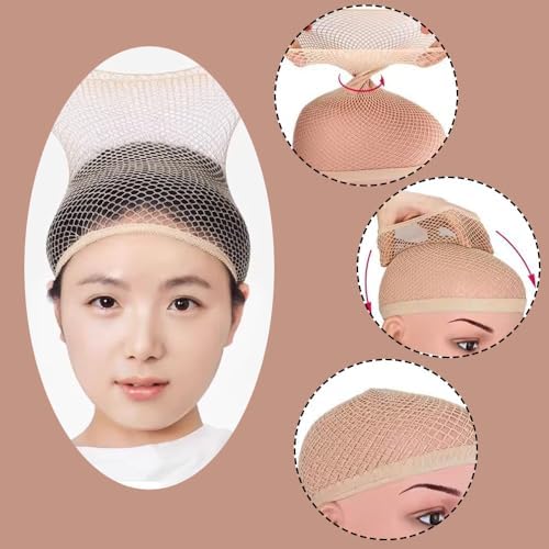 Wig Caps for Women,Hair Net for Wig,Mesh Wig Caps for Long hair for Women,Hair Nets Non Slip for Wigs Beginner,Nylon wig Cap for Thick hairs,Wig Accessories for Halloween/Christmas Party Cosplay,3 Pcs - Image 3