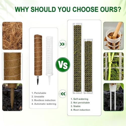 Plastic Moss Pole for Monstera and Climbing Plants, 4Pcs 15" Plant Poles - Image 3