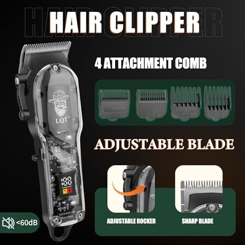Professional 4-in-1 Barber Kit for Men, Cordless Hair Clippers & Beard Trimmer, Foil Shaver & Nose Trimmer Set with LED Display, Complete Grooming Kit for Home,Travel Case, Gifts for Men - Image 3