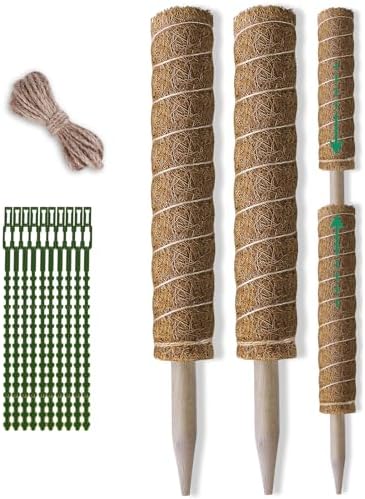 Fabulas Moss Pole 36 Inch - Monstera Plant Support, 2 Pack 20.5 Inch Plant Stakes for Indoor Plants Coco Coir Moss Pole Sticks for Climbing Potted Live Plants, Pothos, Philodendron, with Garden Ties by Fabulas