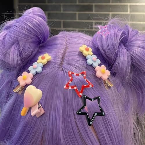 VIBILIA Star Hair Clips Y2K Metal Hair Accessories-15 PCS 1.18"，Black Red - Image 7