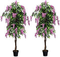 Goplus 6FT Ficus Artificial Tree, 2 Pack Fake Wisteria Tree in Nursery Pot, Greenery Faux Floor Plant, Tall Artificial Plants for Indoor Outdoor Bedroom Living Room Decor by Goplus
