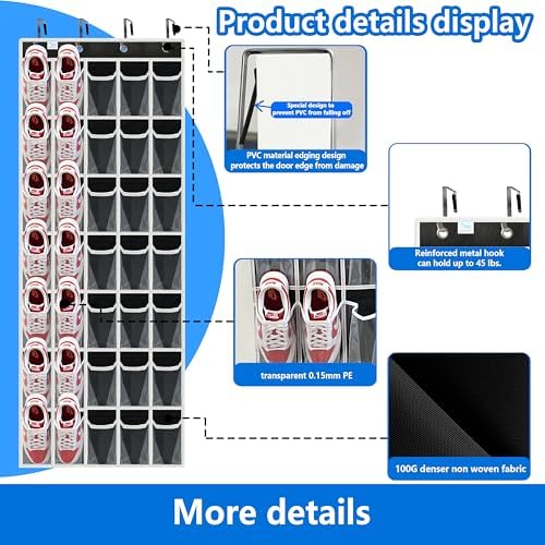 Shoe Rack for Door, Over Door Shoe Organizer for Closet - Image 3