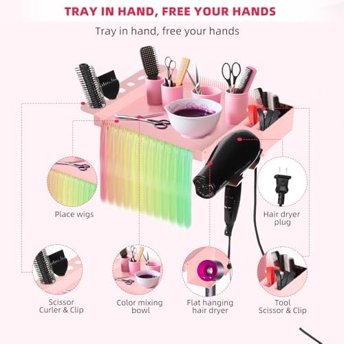 Extension Salon Tray Hair Extension Cart Tray, Pink - Image 4