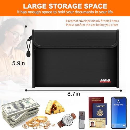 6400℉ Fireproof Money Bag,8.6”x 5.9” Dual Zippers 12 Layers - Image 6