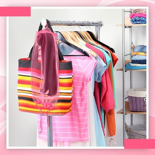 Loopeer 6 Pcs Wig Storage Bag Adjustable Wig Cover with Drawstring,Rose Red - Image 6