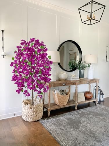 Briful Artificial Bougainvillea Flower Tree in Black Pot - 59in Tall Faux Silk Bougainvillea Floral Tree with Realistic Trunk Fake Bougainvillea Plant for Home Office Living Outdoor Porch Décor - Image 4