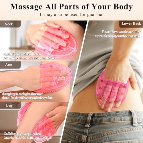 2Pcs Meridian Massage Brush, Upgrade Pro Meridian Brush for Belly - Pink - Image 3
