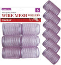 DONNA Wire Mesh Hair Rollers 1.75 Inch Jumbo Size, 6 Pack Lightweight Metal Curlers for Smooth Voluminous Waves, Durable Wire Construction for Heatless Styling, Purple by DONNA