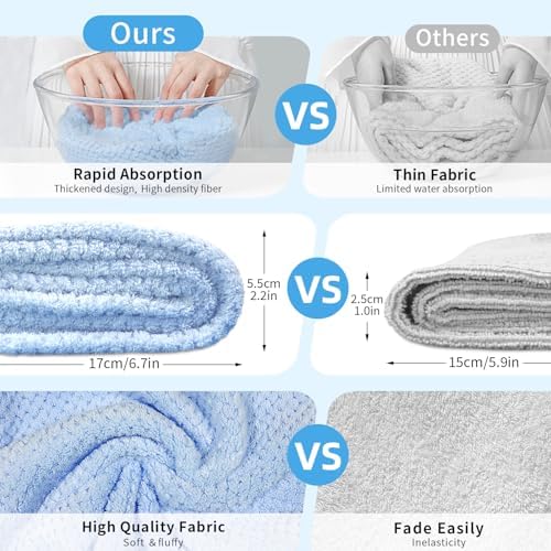 my novel things 3 Pack Microfiber Hair Towel Wrap for Women 25.4"x9.8", Super Absorbent Hair Towel Wrap, Quick Dry Hair Towels with Button for Curly Hair Anti Frizz (Blue,Green,Gray) - Image 2