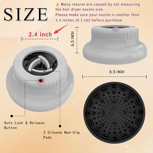LIGOLIG Hair Difuser Attachment Universal Diffuser Hair Dryer for 1.4-inch to 2.4-inch Blow Dryer, Hair Diffuser for Curly Hair and Natural Wavy Hair (White) - Image 3