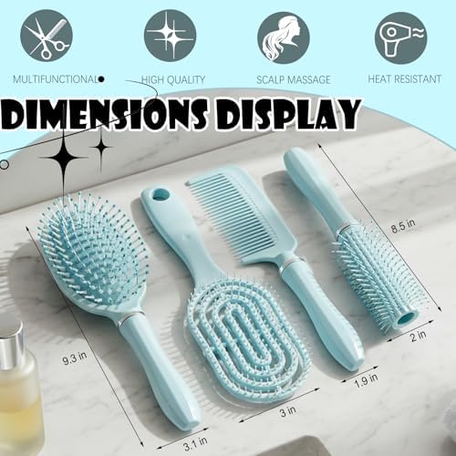 4 Piece Hair Brush Set, Detangling Comb Styling Kit for Women - Image 5