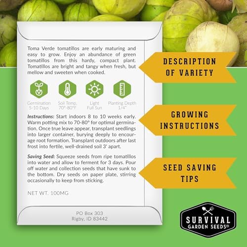Toma Verde Tomatillo Seeds for Planting - 3 Packs - Image 2