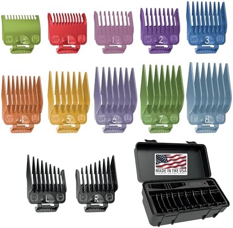 Wahl Genuine Secure-Fit Color Coded Clipper Guard Set, 12 Guards & Caddy by Wahl