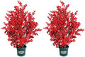 33 Inch Tall Artificial Red Berry Potted Plant, Christmas Faux Berry Bush Floor Decoration for Front Porch, Entryway, Living Room & Fireplace Farmhouse Indoor Decor by QIANYUN
