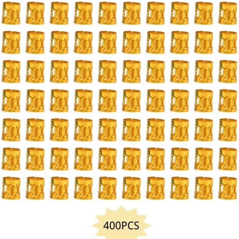 400PCS Gold Hair Clips Hair Jewelry Aluminum Dreadlocks Metal Cuffs For Hair Braids Hair Accessories, Adjustable Metal Cuffs Braiding Hair Rings for Box Braids (Golden) - Image 4
