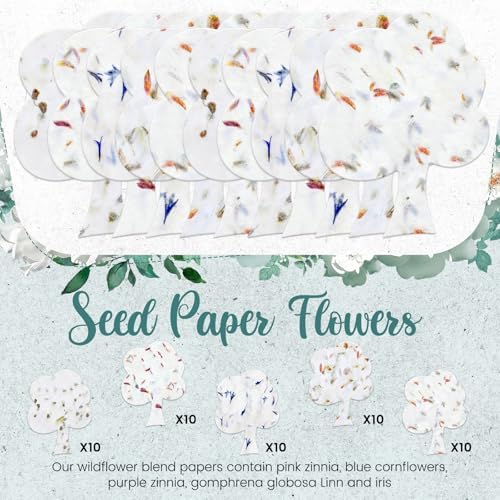 Dunzoom 50 Pcs Plantable Seed Paper Tags Wildflower,Tree Shape - Image 5