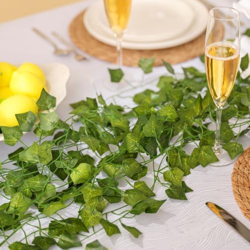 CQURE 12 Pack 84Ft Artificial Ivy Garland, Fake Vines UV Resistant Greenery Leaves Fake Plants Hanging Aesthetic Vines for Home Bedroom Party Garden Wall Room Decor - Image 3