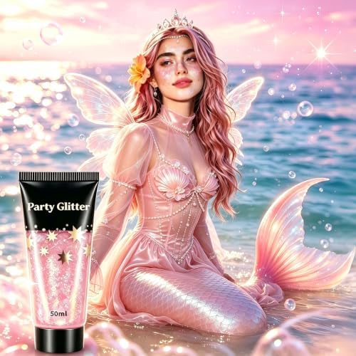 AROIC 6 Colors Face Body Glitter, 10.58 Oz Mermaid Hair Glitter for Kids - Image 2