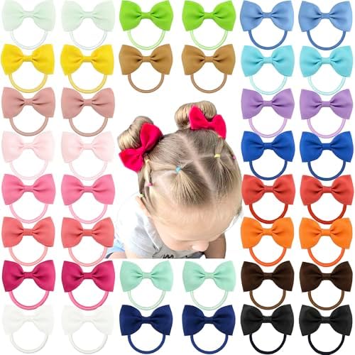 CÉLLOT Toddler Hair Accessories - 40pcs 2.75" Elastics Rubber Ribbon Bands, Bows for Baby Girls, Kids & Children by C%C3%89LLOT