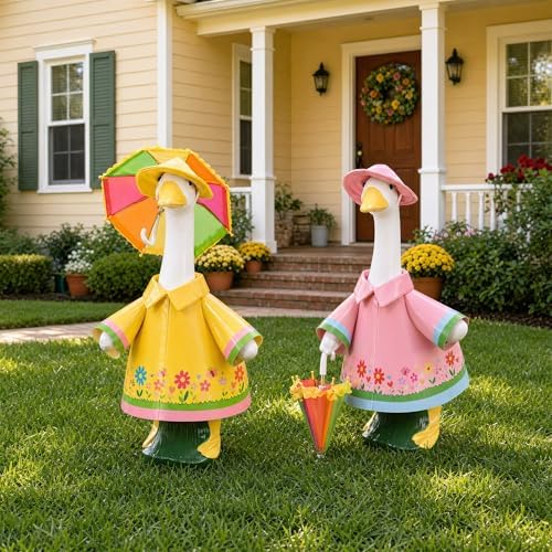 DECOHS 2 Set Raincoat Porch Goose Outfits, Summer Lawn Goose Statue Cloth - Image 7