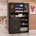 Professional Nail Storage Cabinet with LED Display Shelf (Black) by Oakvera