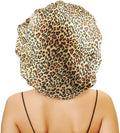 Large Round Satin Bonnet for Sleeping, Double-Layer Elastic Hair Bonnet with Silky Tie Band for Women Braids/Curly/Long Hair - Leopard by senthair