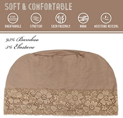 Lace Beanie Sleep Caps Head Coverings for Women Hair Loss - Image 2