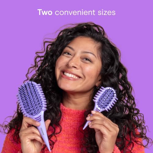 Conair Curl Define Detangler Brush Set, Large & Mini, Loose Curls, Purple - Image 6