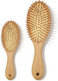 Women Men Natural Bamboo Hair Brush with Air Cushion, Scalp Massage Hairbrush with Hang Hole Bamboo Paddle for All Hair Types (Small and Large) by Unknown